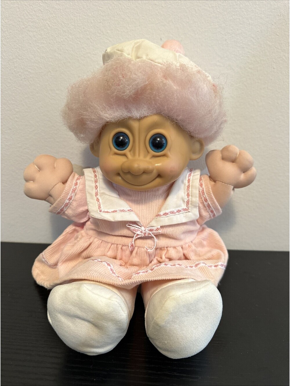 Russ Berrie Troll Kidz Doll BUFFY Pink Hair Sailor Outfit Blue Eyes 12"